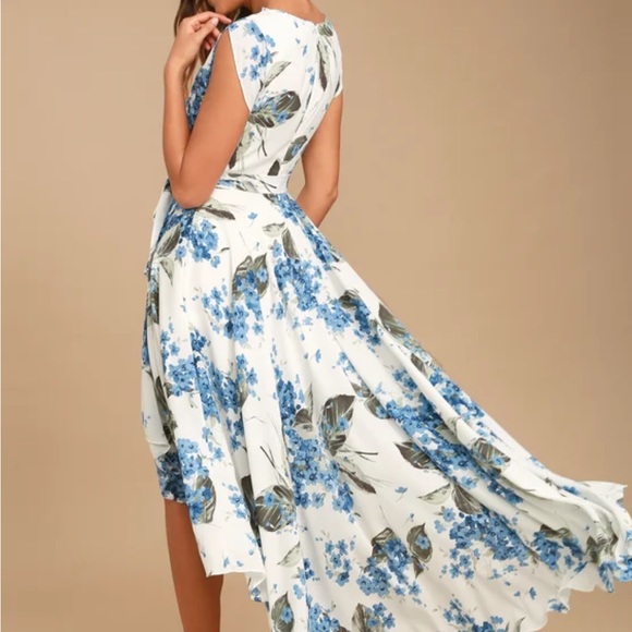 LULUS French Countryside White Floral Print High-Low Dress XS - Picture 2 of 8